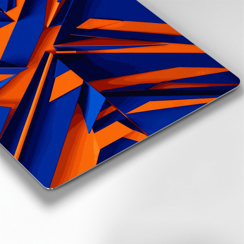 «Geometric Abstraction 37», art mural en métal bleu, H 11 po x l 14 po