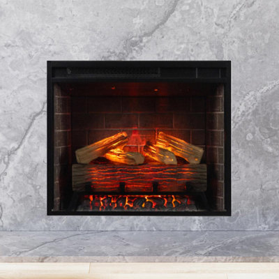 Uptown 23.96" Infrared Electric Fireplace Insert Heater - Brick Background