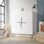 Beekman 35" Mid-Century Modern Low Cabinet With 4 Shelves in White-1325003451