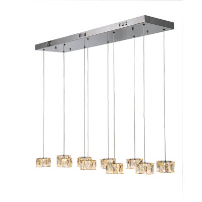 Chrome LED Chandelier With Clear Crystal Accents