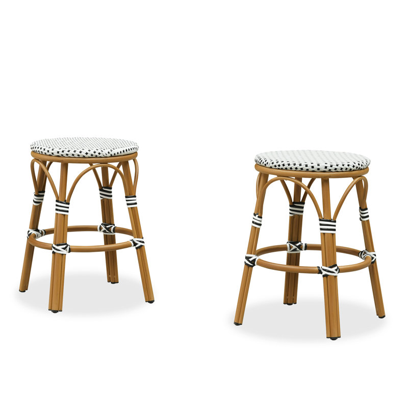 Ensemble de 2 tabourets de bar et tabourets de bar, White, 25"