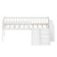 Structure de lit en bois peu encombrante avec tablette de rangement, glissoire et échelle, lit plateforme avec garde-corps, facile à assembler-187217301
