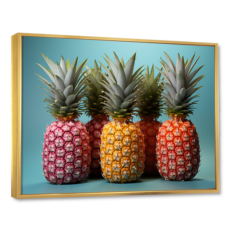 Doux ananas juteux délice I, Cadre flottant doré, H 34 po x l 44 po x P 1,5 po