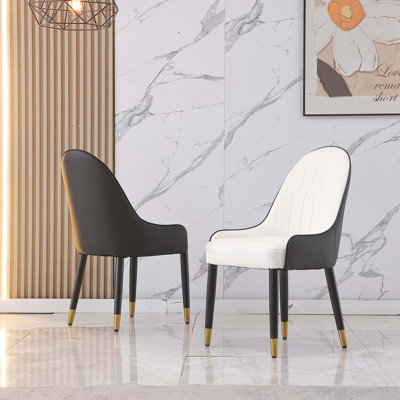 Chaises en similicuir avec pieds et dossier en métal, ensemble de 2