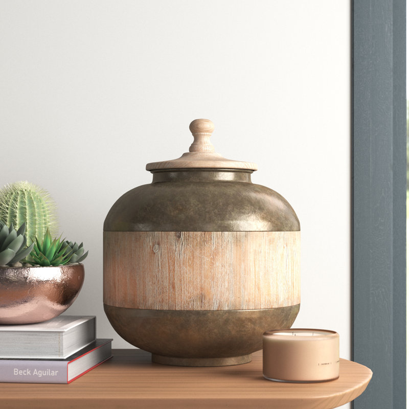 Metal Canister, 14.15" H x 11.6" W x 11.65" D