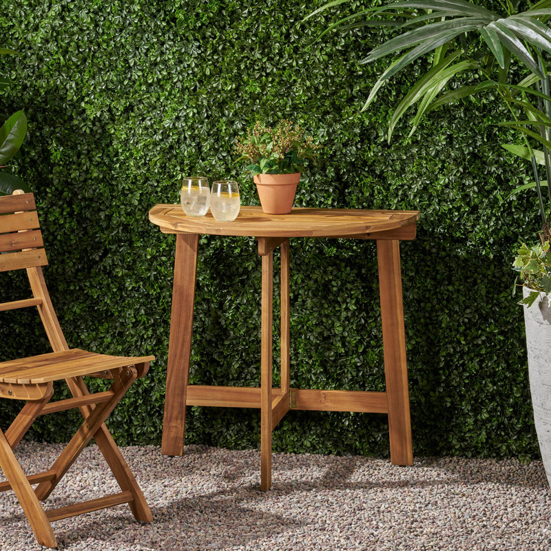 Table bistro semi-ronde en bois, pliable avec charisme naturel