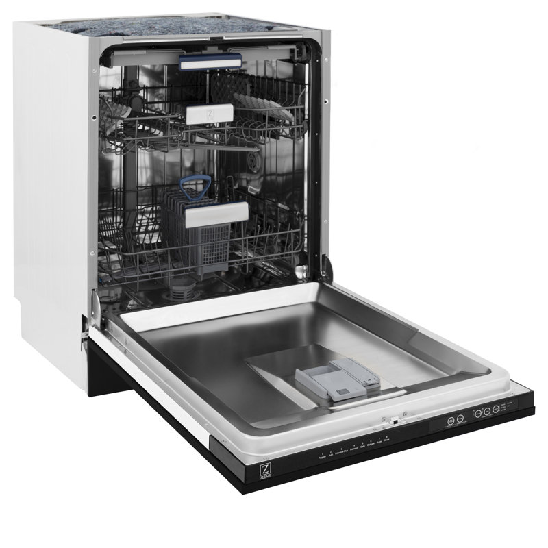 ZLINE Tallac Series 3rd Rack in Custom Panel Ready 24" 51 dBA Built-In Button Control Dishwasher with Stainless Steel Tub