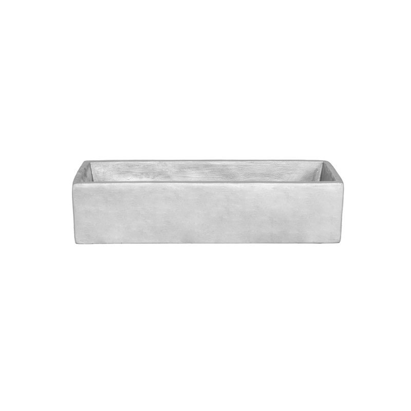 Cement Rectangle Flower Pot LG Coated Finish Silver..14.50"x5.50"x3.50"H, Argent, H 3,5 po x l 5,5 po x P 14,5 po