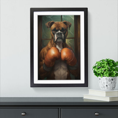 Boxer Dog Nouveau - Framed Print