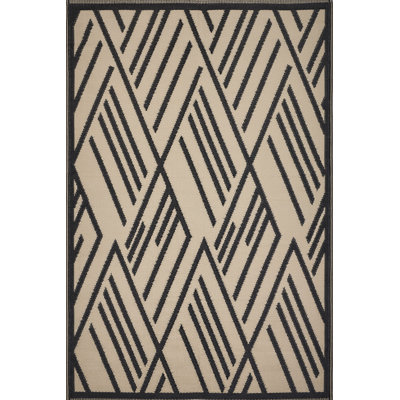 Tapis intérieur / extérieur tropical noir diamant 5 pi x 7 pi