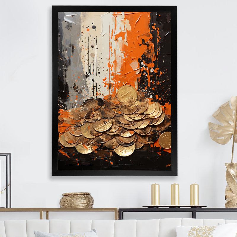 Popart dynamique Dollars I - art mural abstrait, salon_105758, H 32 po x l 16 po x P 1 po, Cadre photo noir