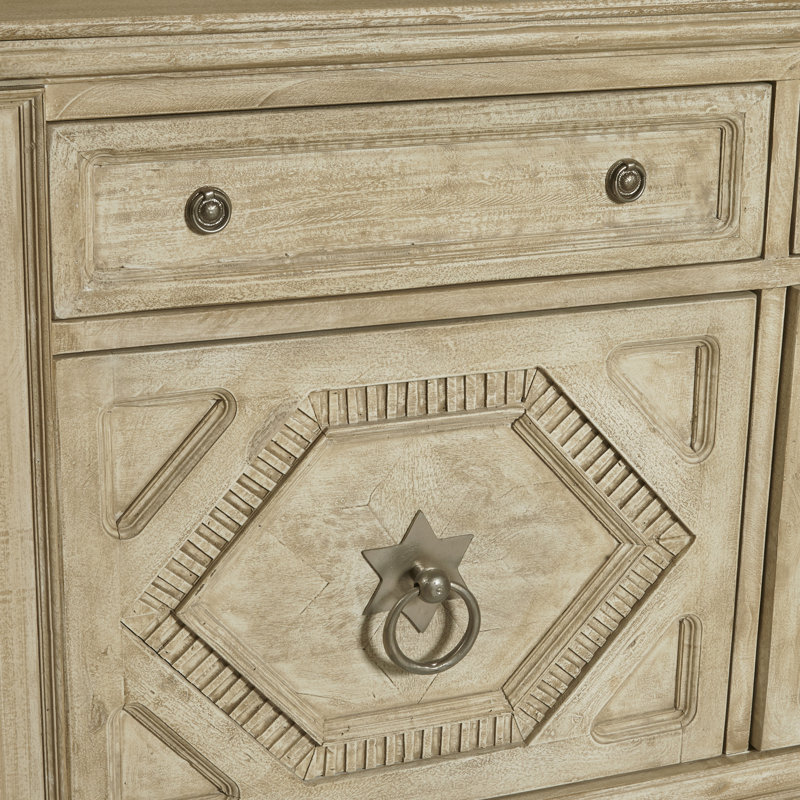 Natural Mango Veneer 3-Door Entertainment Console with Drawers