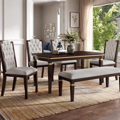 6 Rectangular Dining , Solid Wood And , 4 Chairs One Bench 6 With Bench, Ideal For