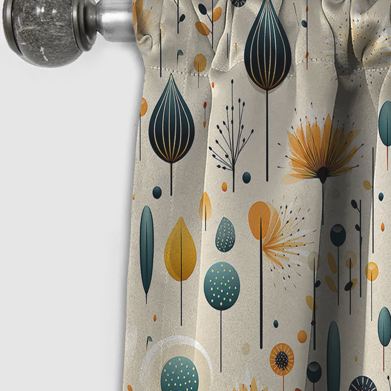 Rideau occultant scandinave Mid-Century Harmony II - Mid-Century à motif géométrique, L 52 po x L 108 po