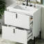 Meuble-lavabo de 30 po en blanc, avec comptoir en céramique, mécanisme de tiroir à fermeture en douceur, style cannelé et extension complète pour évier de rangement blanc, système, solution à deux niveaux-2095817542