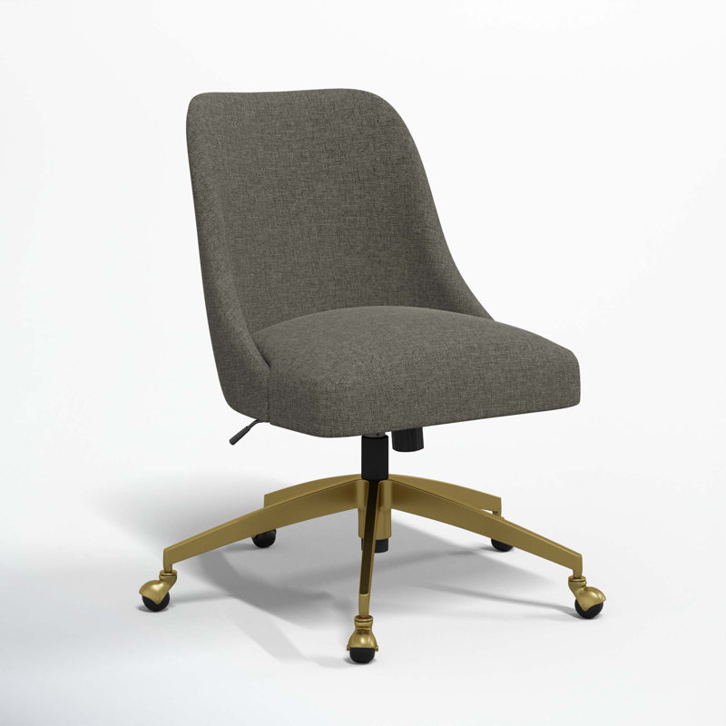 Chaise de bureau Tamieka, Lin texturé gris anthracite Zuma