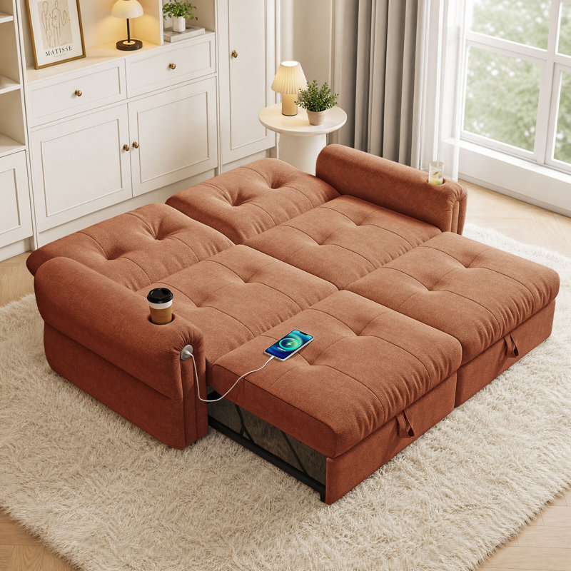 Canapé-lit convertible 77 po sofa Canapé-lit 2 en 1 pour s'asseoir et dormir, Orange