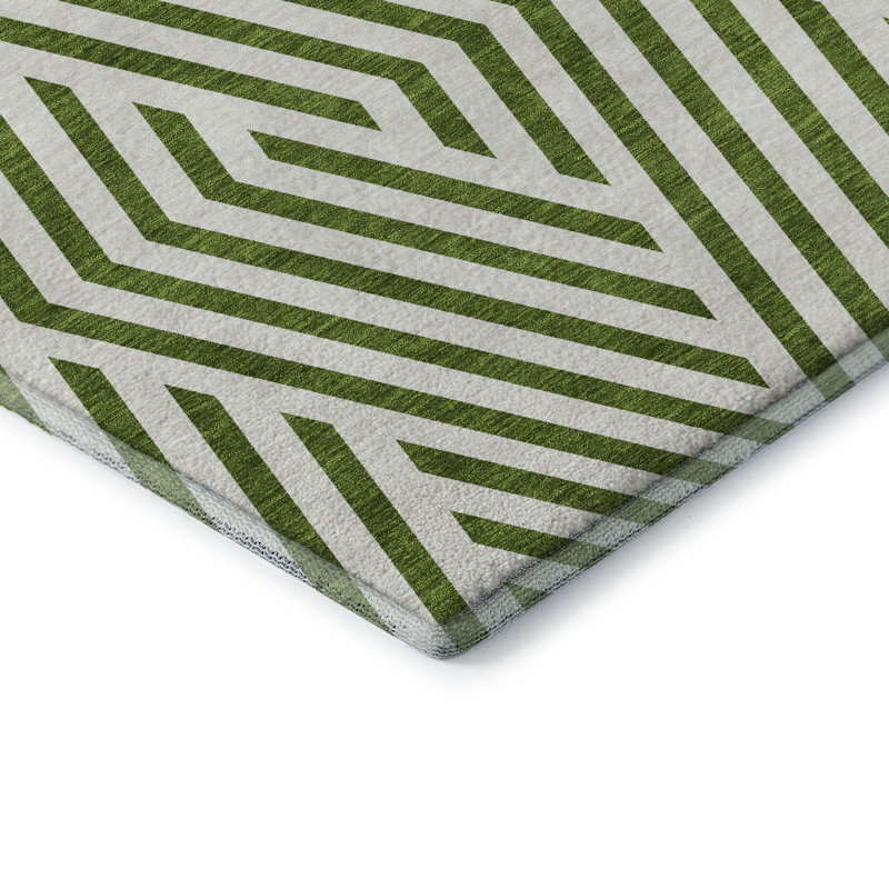 Tapis rond lavable à la machine de qualité supérieure 8 pi x 8 pi Cerrito AMF550 Olive, Rond 8 pi