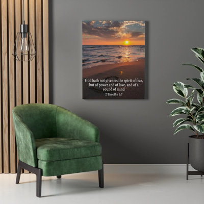 No Fear 2 Timothy 1:7 Christian Wall Art Bible Verse Print Ready to Hang -  Express Your Love Gifts, 1521881679
