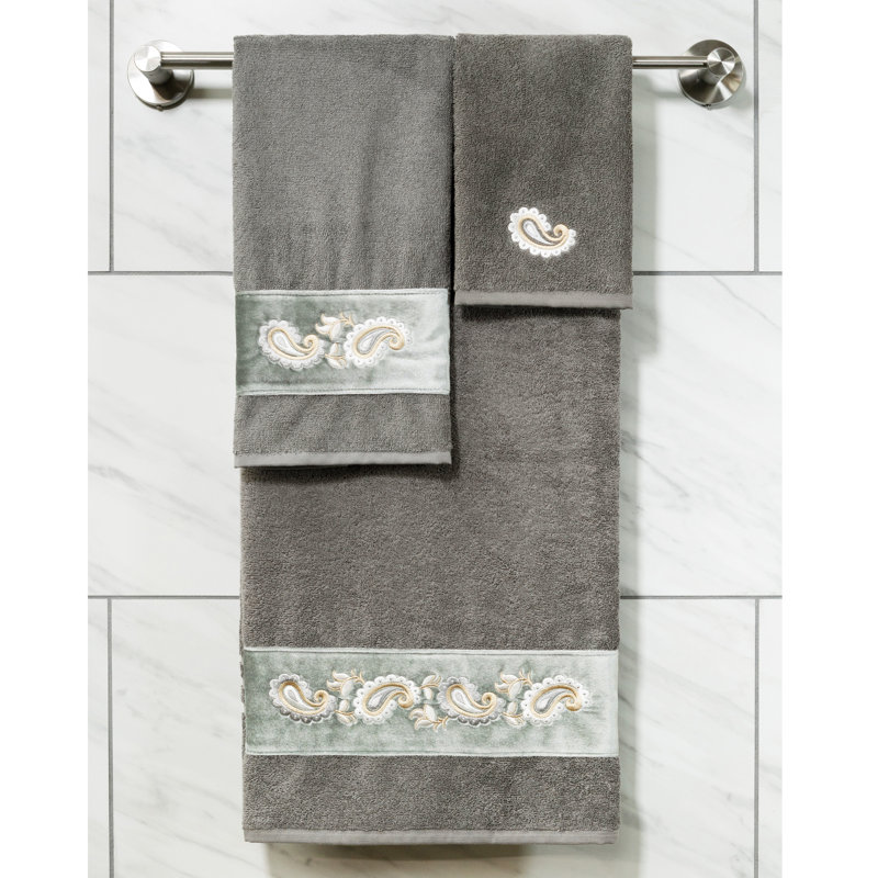  3 Piece 100% Turkish Cotton Towel Set, Dark Gray