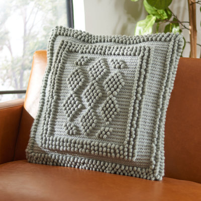Darvey Embroidered Wool Blend Reversible Throw Pillow