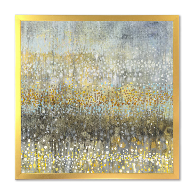 Glam Rain Abstract IV - impression, H 16 po x l 16 po x P 1 po, Cadre doré