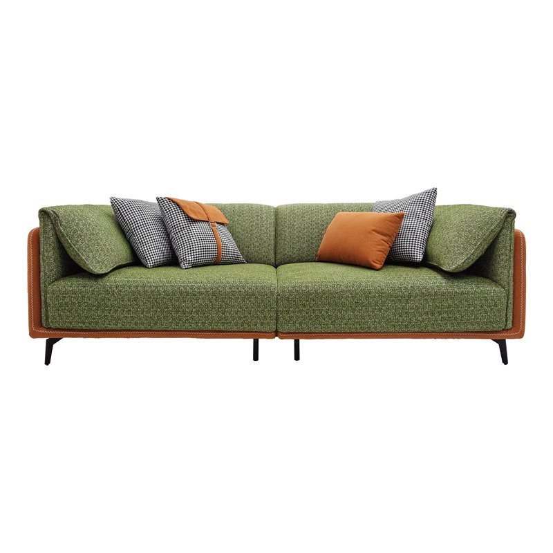 Modern Upholstered Sofa with Foam Cushions and Wood Frame, Green Fabric Living Room Sofa,3-Seat, 3-Seat