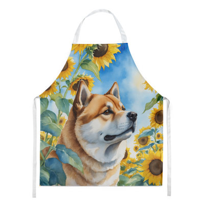 Akita en tablier tournesols