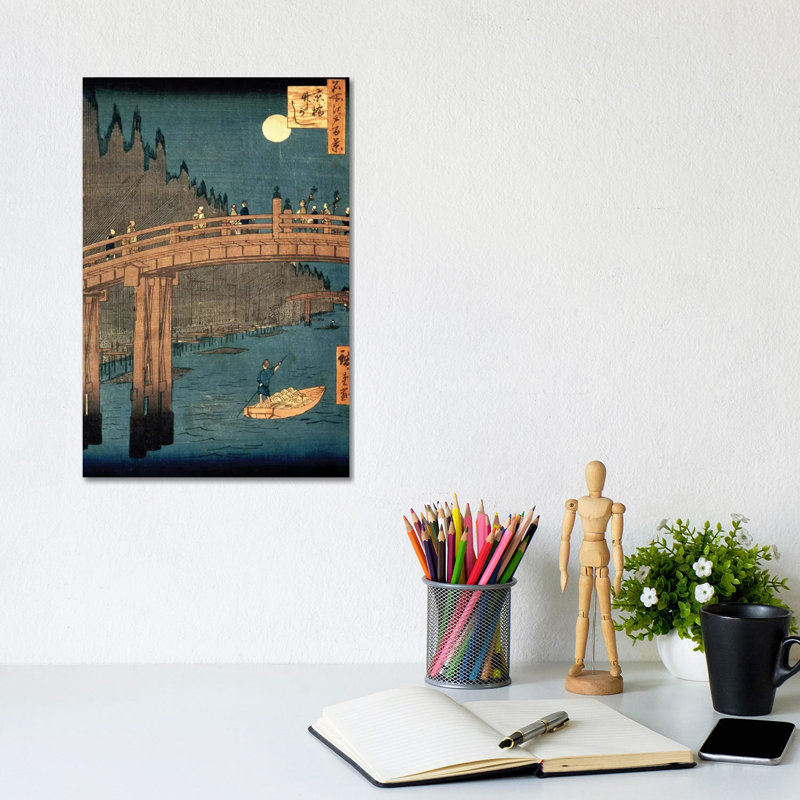 Kyoto bridge by moonlight, 1855, 1 Piece Wrapped Canvas Wall Art, 30.48cm H x 20.32cm W