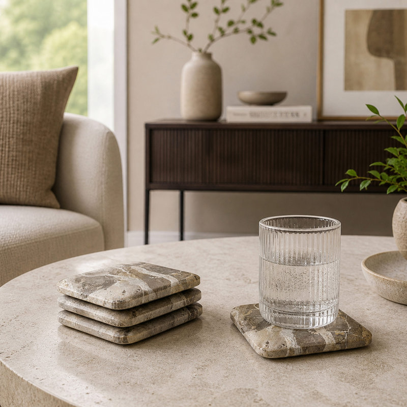 Marble Mosaics - Marble Coaster Set | Decorative Tabletop Accent