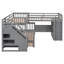 Lit superposé au-dessus de double gris - 3 tiroirs, bureau portatif et garde-robe pour maximiser l'espace lit, bureau-1234433559
