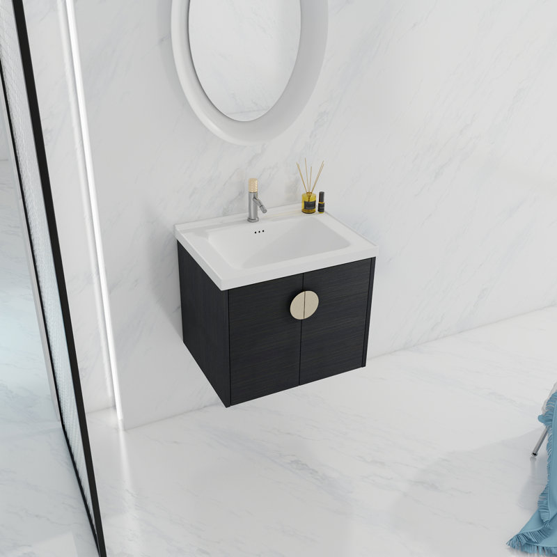 Meuble-lavabo à fermeture en douceur 24 po avec lavabo, pour petite salle de bain, H 20,7 po x l 23,8 po x P 18,5 po