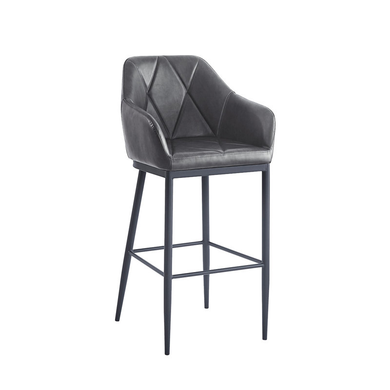 Tabouret de bar en métal noir avec pieds en vinyle noir