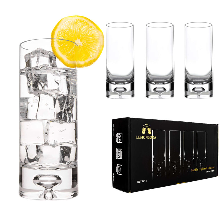 Lemonsoda Stemless Martini Glasses - Double Walled Design with Ring Base- Drink Suspended in Air - 8 oz - Set of 4