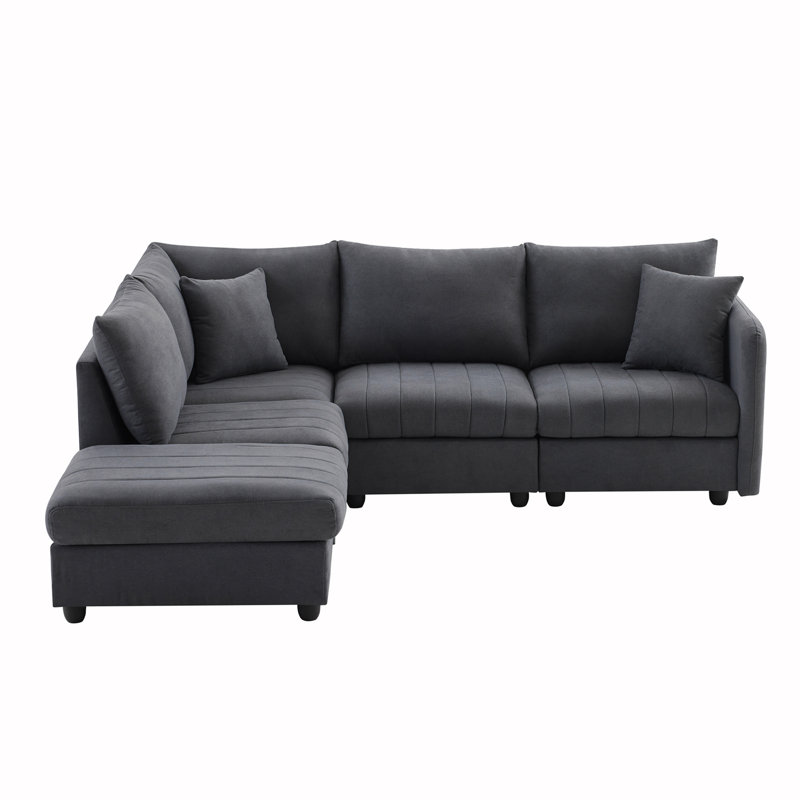 Krystynn Upholstered 89'' Sofa, Dark Gray