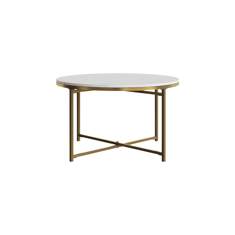 Elemental Round White Coffee Table Marble Tabletop