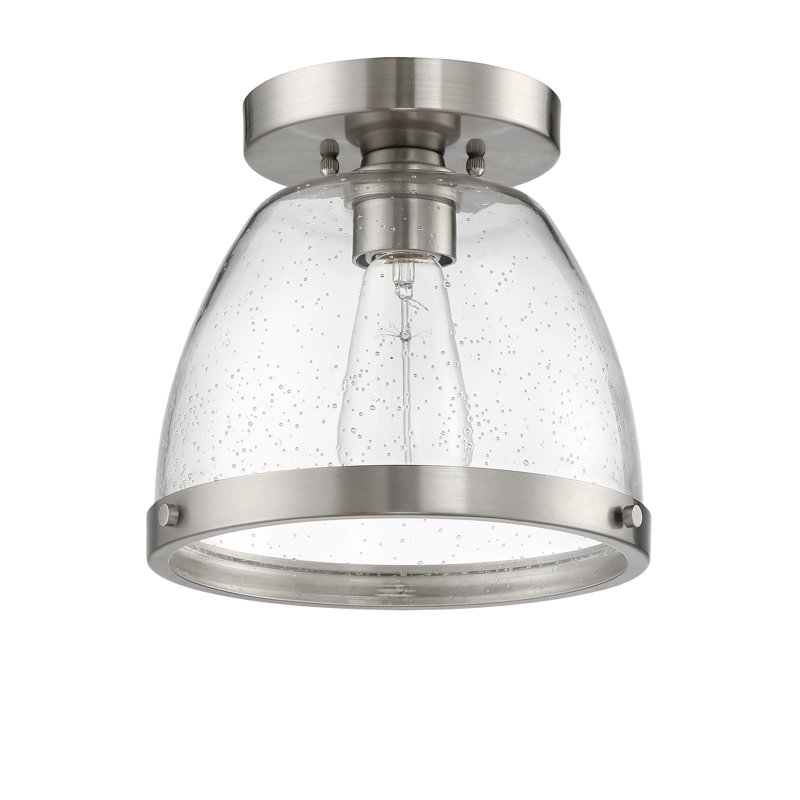 Plafonnier semi-encastré 1 lumière Lodie, Nickel, H 7 po x l 7,5 po x P 7,5 po