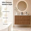 Meuble-lavabo mural simple 36 po avec comptoir d'évier, meuble-lavabo flottant en bois cannelé Mid-Century avec coins arrondis, 2 tiroirs à fermeture en douceur-134053820