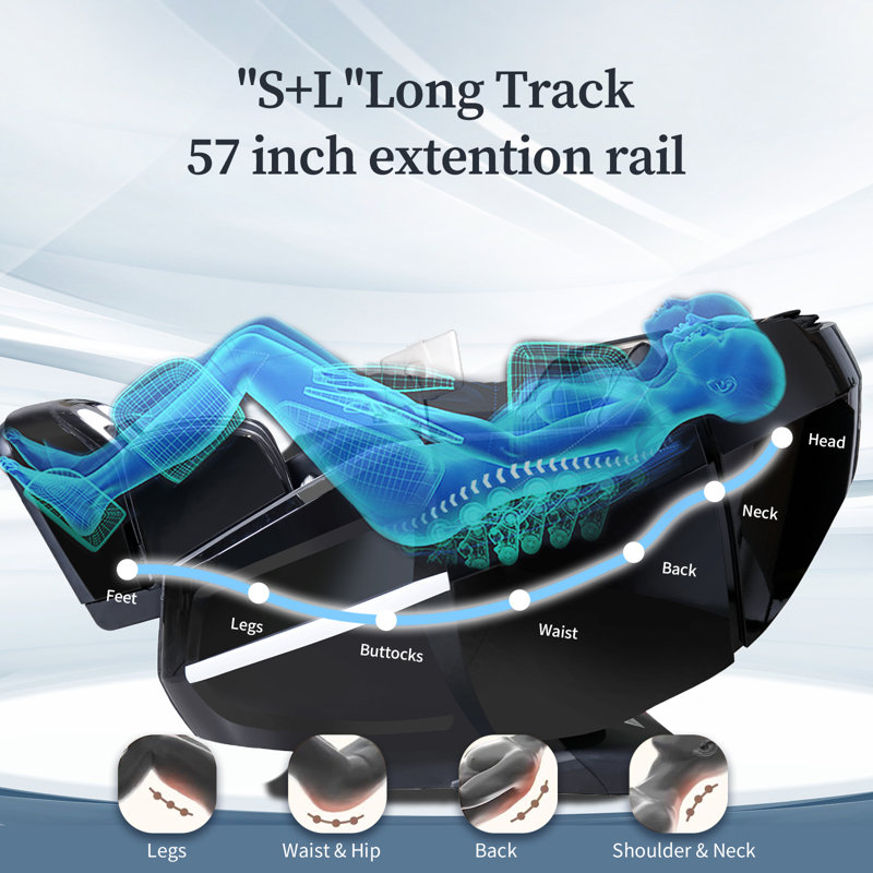 Fauteuil de massage 4D Zero Gravity - SL Track, étirement thaïlandais, balayage du corps, Bluetooth, 23 modes de massage