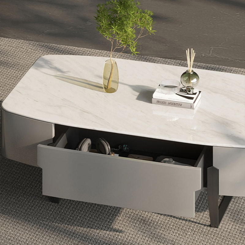 Table basse rectangulaire en acier au carbone gris et noir