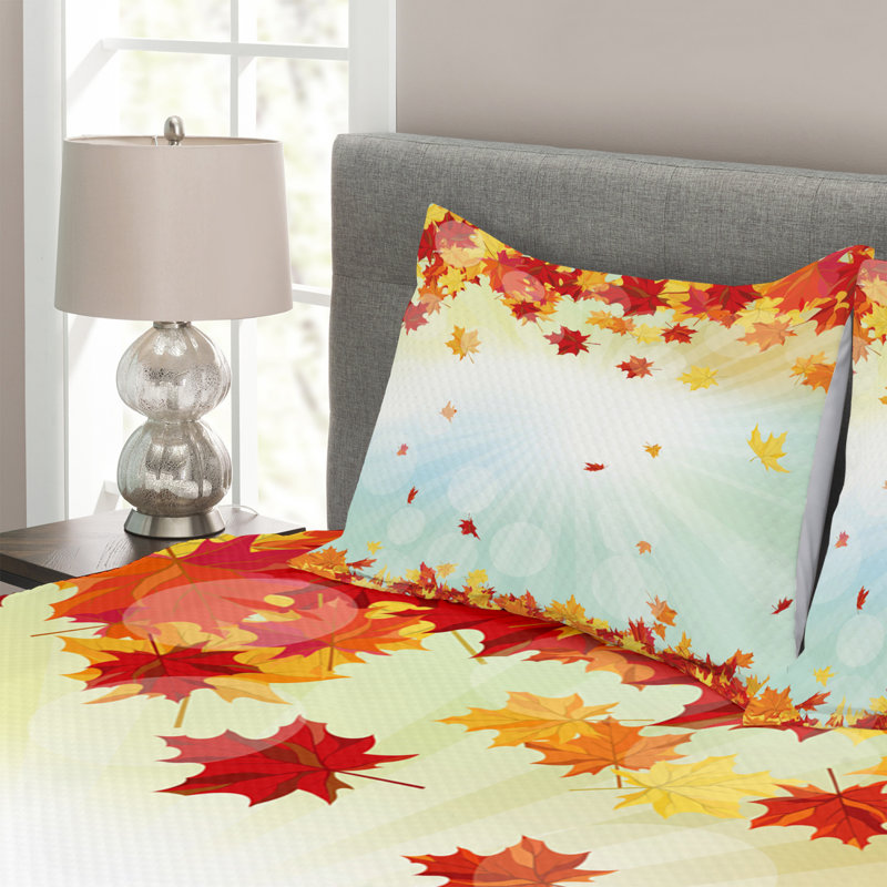 Adalyna Red/Yellow Microfibre Bedspread Set, 220 x 264 cm
