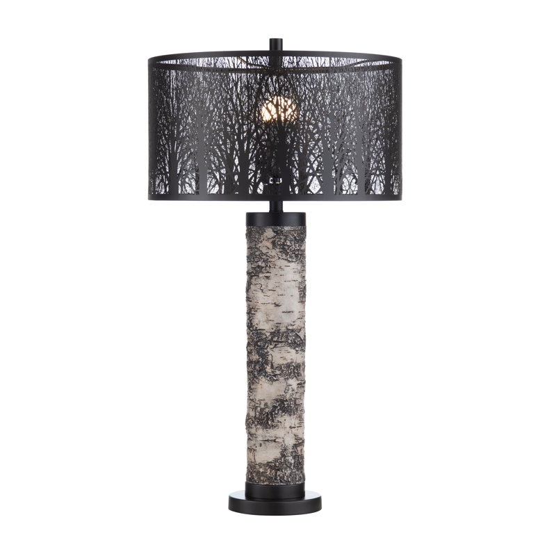 29" Metal Table Lamp With Black Shade