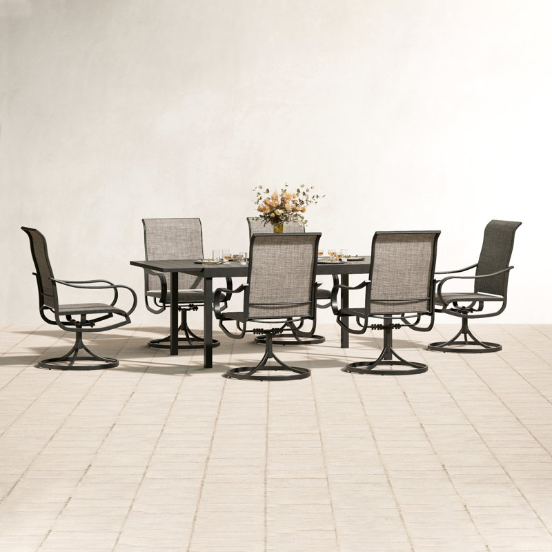 Leonard 6 - Person Patio Dining Set Extendable Rectangular Table