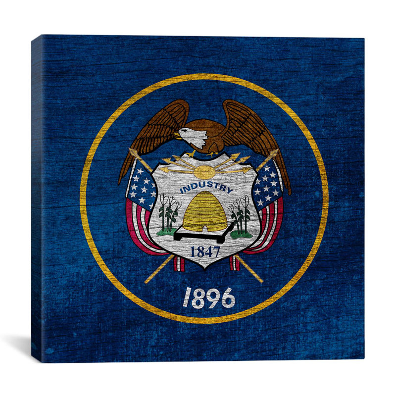 Planche de bois de l’utah flags, impression sur toile, H 37 po x l 37 po x P 1,5 po