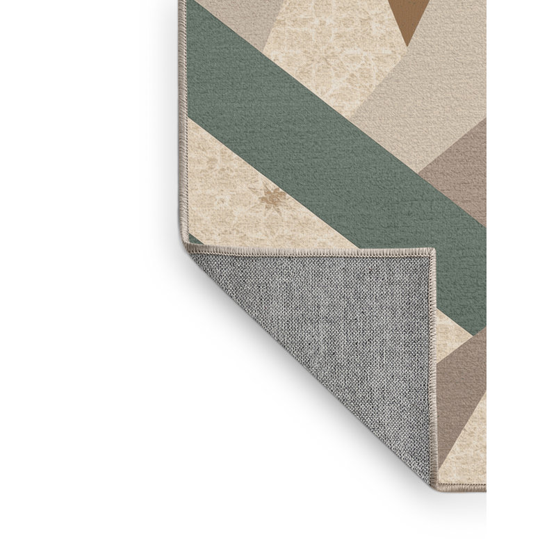 Machine Washable Pacchiana Global Inspired Moroccan Rug in Beige – Beige Binding, 5x7