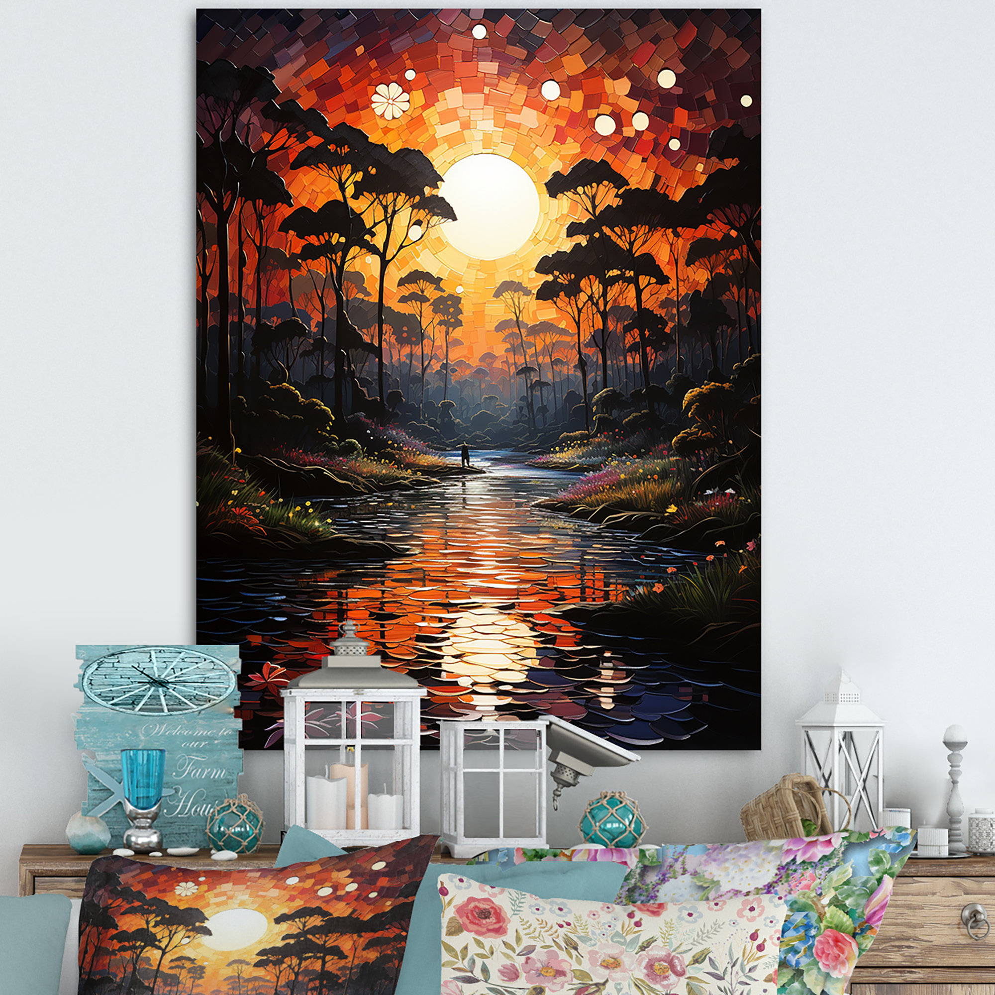 Millwood Pines Mystic Forest River Sunset Pastoral VI - Wrapped Canvas ...