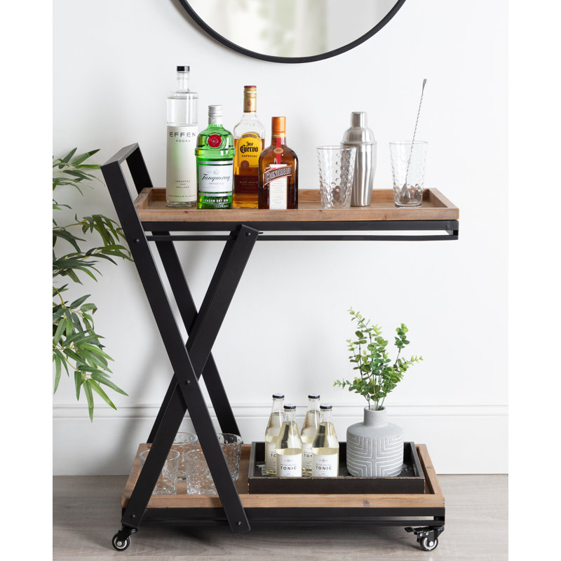 Chariot-bar pliable en métal Ironton Farmhouse