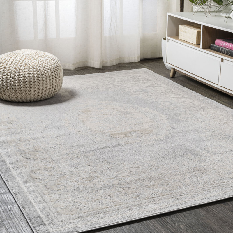 Isenberg Cottage Medallion Ivory/Gray Rug, Rectangle 3' x 5'