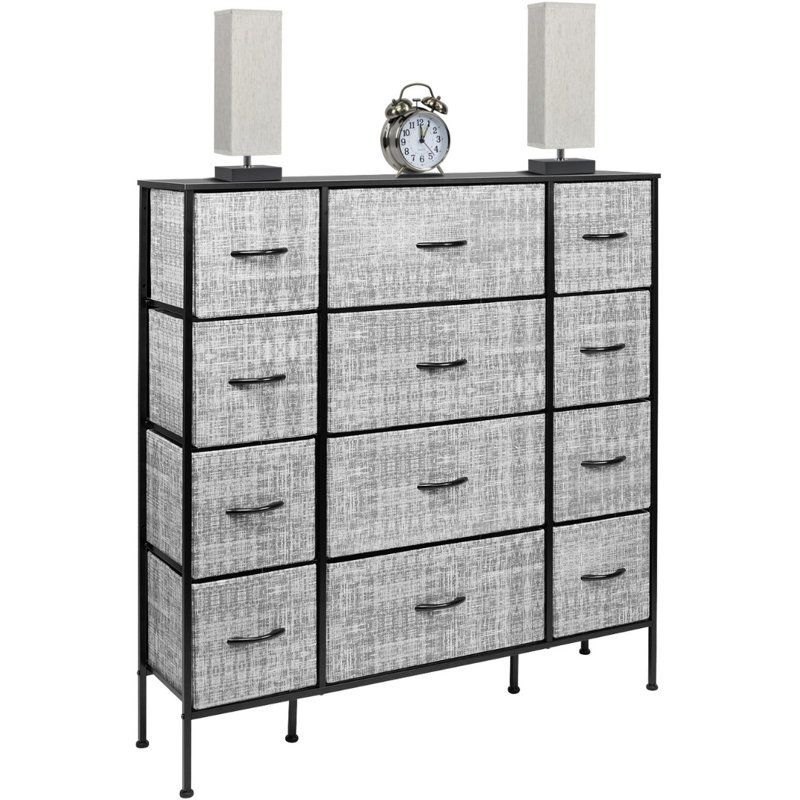 Commode 12 tiroirs l 46,5 po, Noir