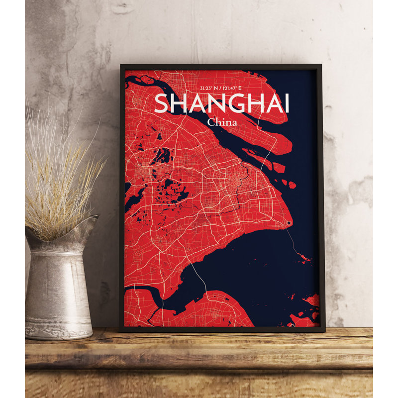 Shanghai City Map - No Frame Print, 43.2cm H x 27.9cm W x 0.13cm D